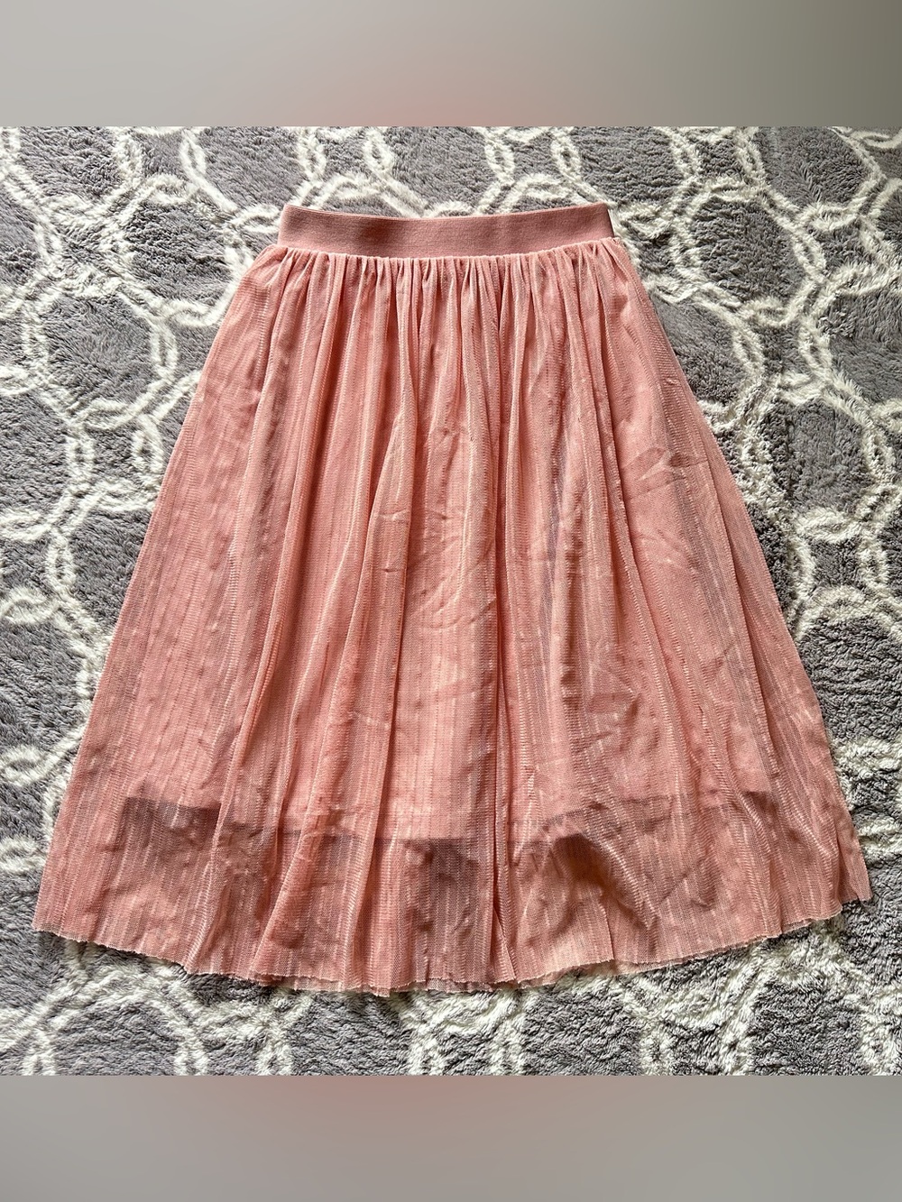 Uniqlo Girl’s Pink Pleated Lined Midi Skirt Size 9-10
